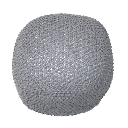SEMI-Rounded Pouf - Cable Knitted - Perfect Seating for All Ages - Light Gray 100% Cotton SolidRoot Buy Furniture USA