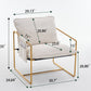 2 Chairs in 1 Box, Upholstered Hanging Armchair with Arm PocketsMetal frame, gold-plated craftsmanship, crushed foam cushions and skin-friendly woven fabric for living room and bedroom. Beige Livingsource