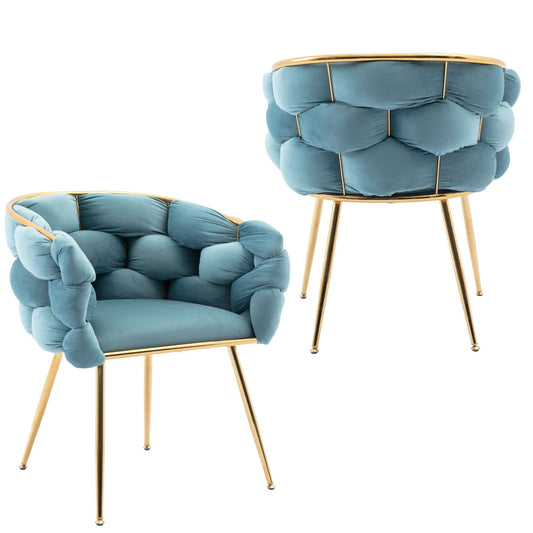 Modern Blue Velvet Leisure Accent Chair with Backrest – Single Sofa Stool for Bedroom, Vanity, or Manicure Table SolidRoot Buy Furniture USA