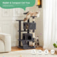 54in Cat tree, indoor cat high-rise multi-story tower, pet playroom with large apartment, dark grey Livingsource