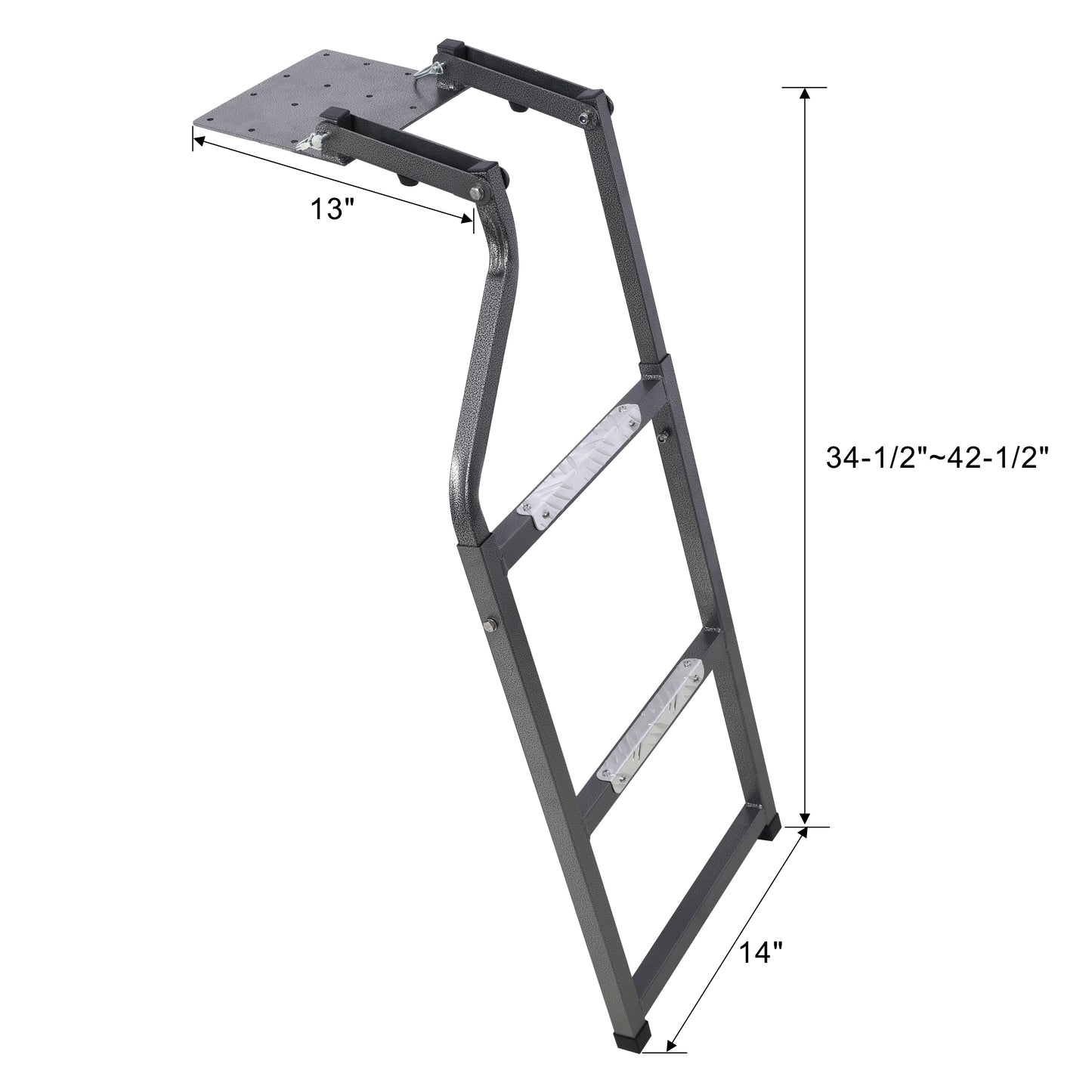 Pickup Truck Tailgate Ladder - Universal Fit, Stainless Steel Self Drilling Hex Screws for Easy Install, Durable Aluminum Step Grip Plates, and Sturdy Rubber Ladder Feet