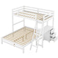 Twin over Full Bunk Bed with Built-in Desk and Three Drawers,White - SolidRoot Buy Furniture USA