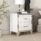 Elegant High Gloss Nightstand with Metal Handle,Mirrored Bedside Table with 2 Drawers for Bedroom,Living Room,White Livingsource