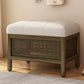 Cane Base Ottoman-Dark Walnut/Cream (21.5"*16"*17") Livingsource