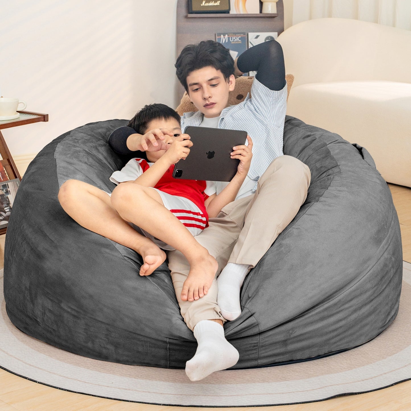 Bean Bag Chair: Giant 5' Memory Foam Furniture Bean Bag Chairs for Adults with Microfiber Cover - 5Ft