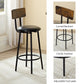 Three-piece round dining table, two-level small dining table with storage, bar table, two upholstered bar chairs with backrest, suitable for restaurants, cafes, bars. Livingsource