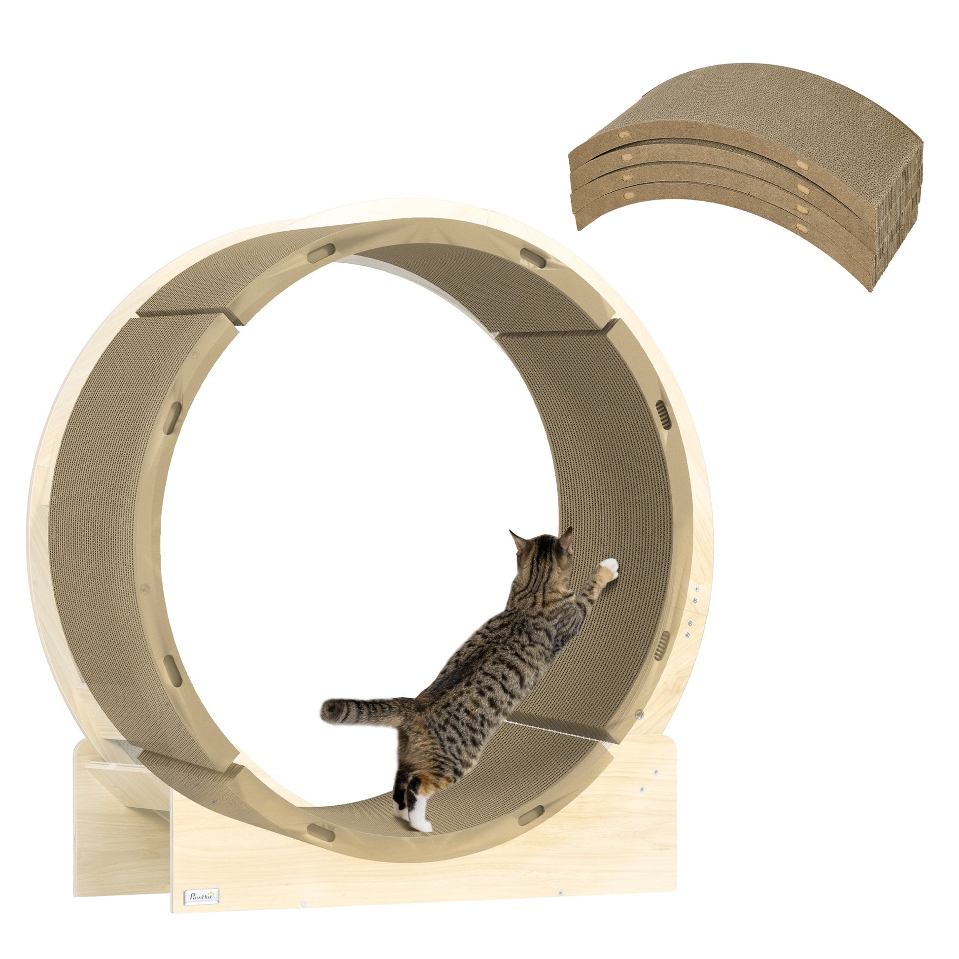 PawHut Cat Scratching Board, 4 Pack Cat Scratcher for Indoor Cats, Reversible Cat Scratching Post Replacement for Cat Wheel, Brown SolidRoot Buy Furniture USA