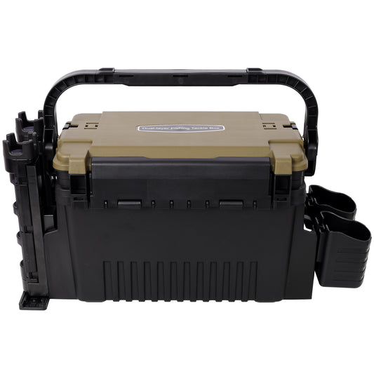 Dual-layer Fishing Tackle Box,Tackle Box Organizer Fishing Box Large,With 2pcs Rod Holder,2pcs Cup Holder,1pc Carring Strap,Army Green SolidRoot Buy Furniture USA