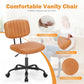 SWEETCRISPY PU Leather Low Back Task Chair Small Home Office Chair with Wheels - SolidRoot Buy Furniture USA
