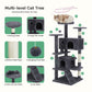 54in Cat tree, indoor cat high-rise multi-story tower, pet playroom with large apartment, dark grey Livingsource