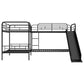 Twin Size L-Shaped Bunk Bed with Slide and Ladder, Black(OLD SKU:GX000615AAB) - SolidRoot Buy Furniture USA