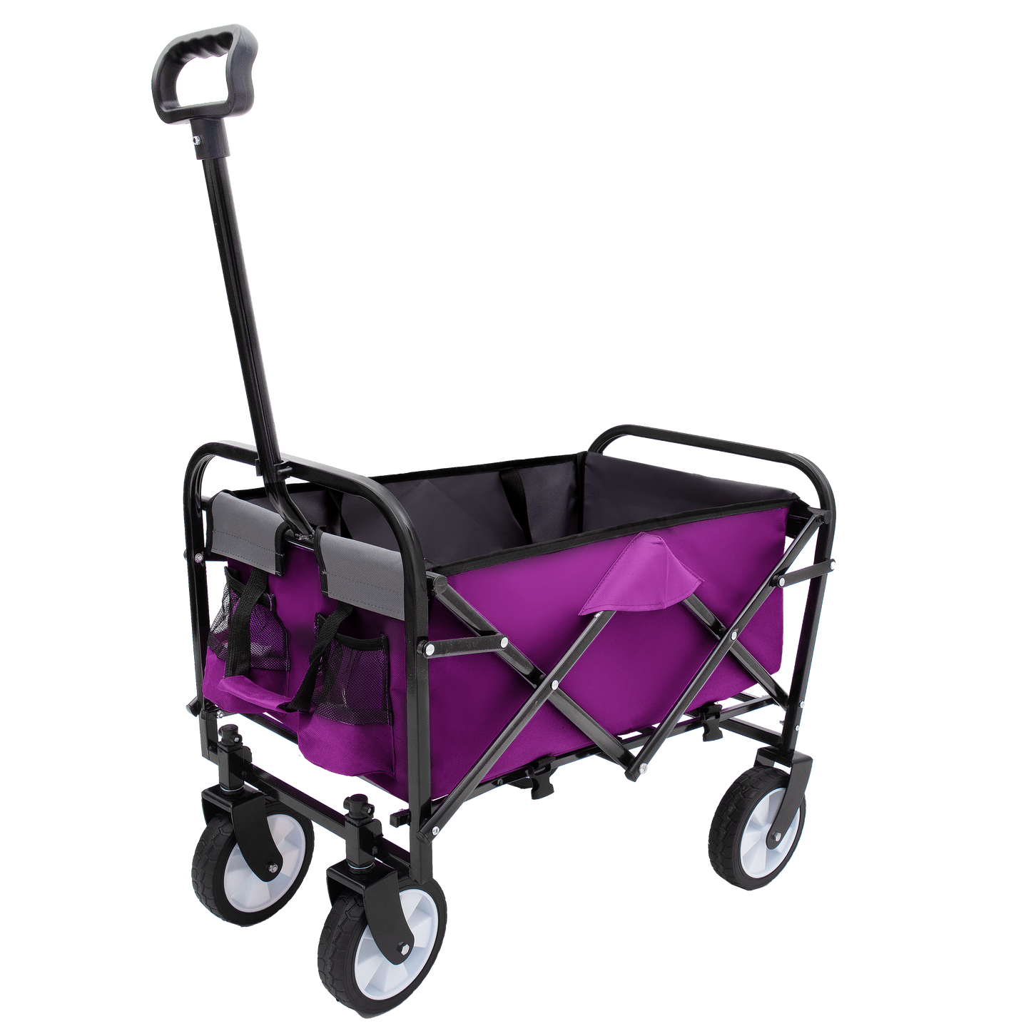 Minimeetall Strap , Collapsible Foldable Wagon Cart with strapping system Beach Wagon , Utility Cart , Utility Wagon Grocery Cart for Camping Shopping Sports Gardeing Fishing Supports 225lbs purple