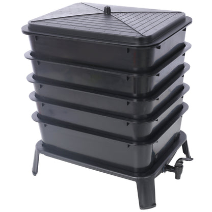 5-Layer Worm Compost Bin, 50L Worm Composter, Easy Setup Inclusive Worm Farm Kit for Recycling Food Waste Livingsource
