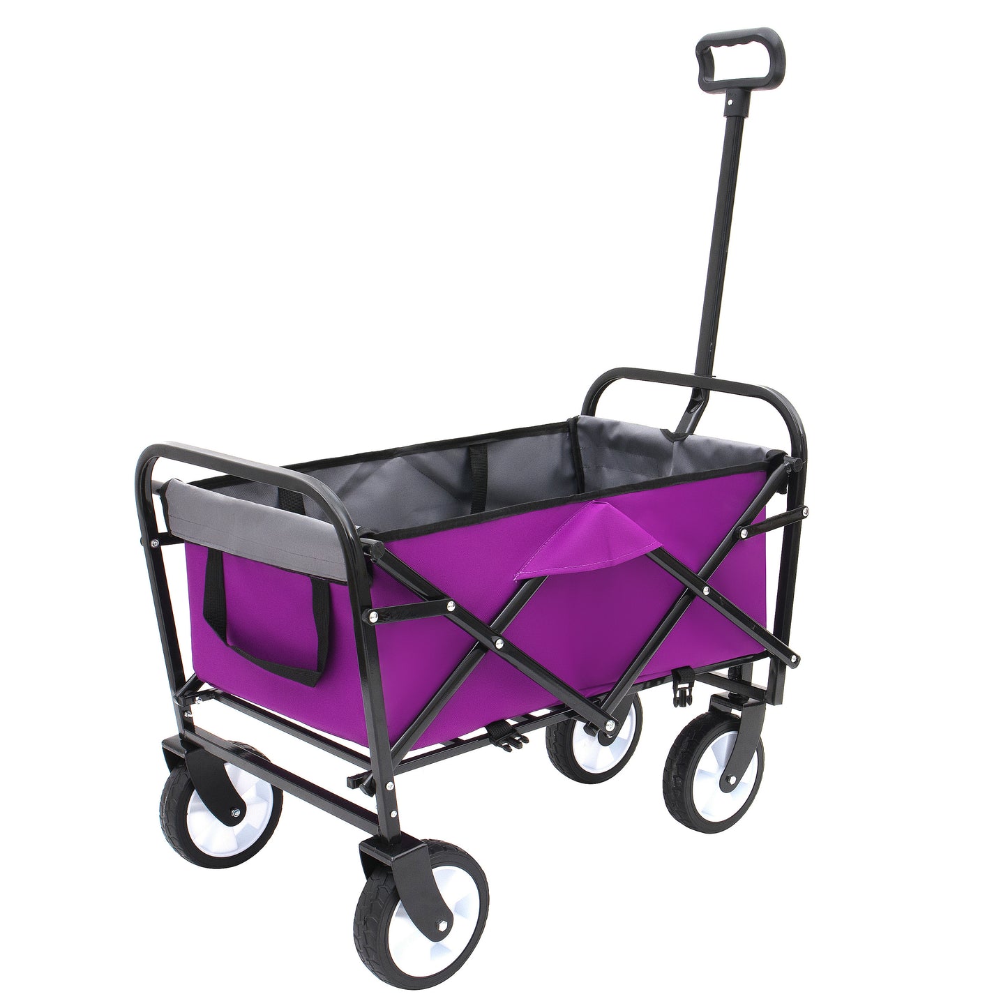 Minimeetall Strap , Collapsible Foldable Wagon Cart with strapping system Beach Wagon , Utility Cart , Utility Wagon Grocery Cart for Camping Shopping Sports Gardeing Fishing Supports 225lbs purple