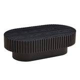 43.70 Inch Modern Handcraft Drum Coffee Table Oval Coffee Table for Living Room,Small Wooden Coffee Table with Sturdy Pedestal for Office,Black Livingsource