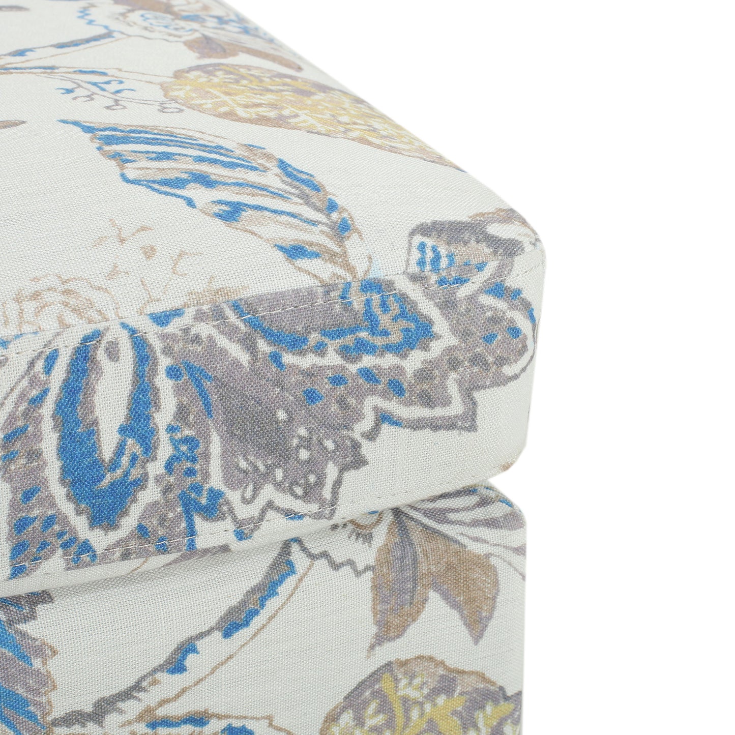 Springfield Upholstered Ottoman, Beige&Blue