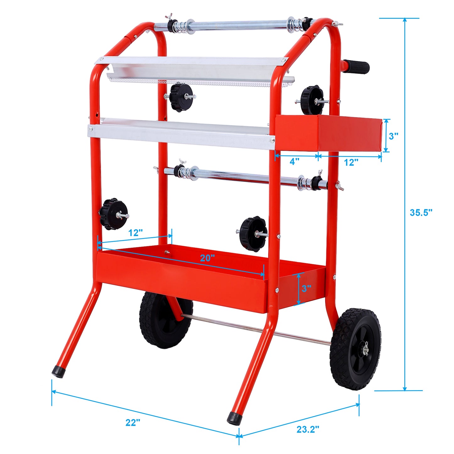 Mobile 18" Multi-Roll Masking Paper Machine with Storage Trays,RED