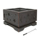 26 Inch Square Fire Pit with BBQ Grill, Outdoor Wood Burning Firepit with Poker, Large Burning Space Fireplace for Patio Garden Camping Backyard Picnic Bonfire Livingsource