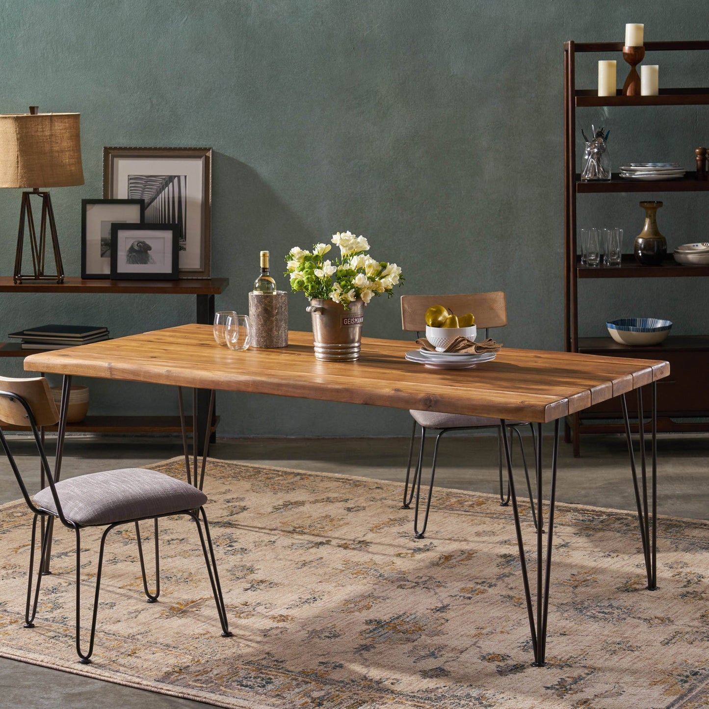ZION INDUSTRIAL WOOD AND METAL RECTANGULAR DINING TABLE SolidRoot Buy Furniture USA