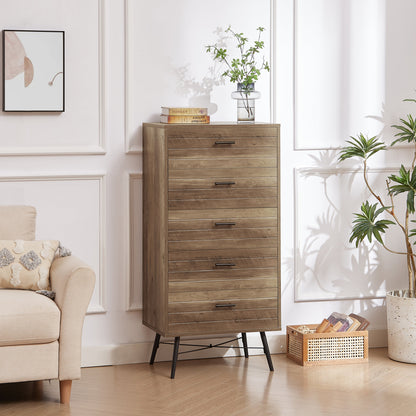 5-Drawer Chest - Spacious and Stylish Chest of Drawers,  Dresser for Bedroom, Closet, Hallway, 23.6'W x 15.7'D x 48'H, Rustic Walnut SolidRoot Buy Furniture USA