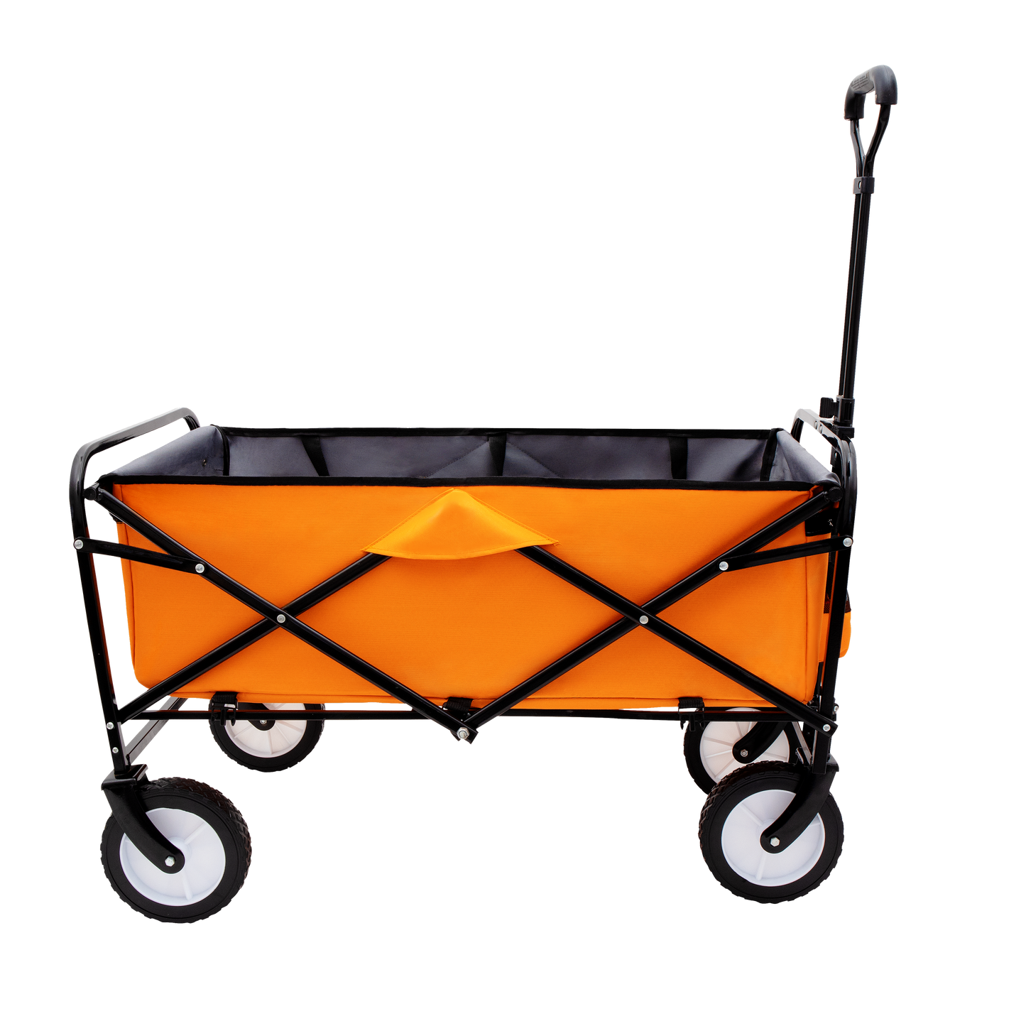 Collapsible Foldable Wagon Cart with strapping system Beach Wagon Utility Cart Utility Wagon Grocery Cart for for Camping Shopping Sports Gardeing Fishing Supports 360lbs All-Terrain Wheels orange