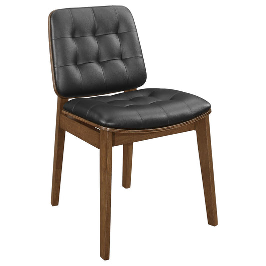 Black and Natural Walnut Tufted Back Side Chairs (Set of 2) Livingsource