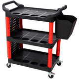 3 Tier Rolling Auto Detail Cart With Wheels,With Bucket & Panel & Hook,for Detailers Garage, Workshop, Repair Shop, Storage Tool,Red&Black SolidRoot Buy Furniture USA