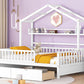 Wooden Full Size House Bed with 2 Drawers,Kids Bed with Storage Shelf, White - SolidRoot Buy Furniture USA