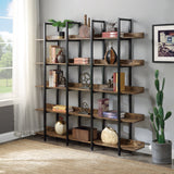 [VIDEO] 5 Tier Bookcase Home Office Open Bookshelf, Vintage Industrial Style Shelf with Metal Frame, MDF Board SolidRoot Buy Furniture USA