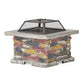 28" Concrete Wood Burning Outdoor Fire Pit Table with Lid - Stone Gray - SolidRoot Buy Furniture USA