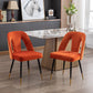 A&A Furniture,Akoya Collection Modern | Contemporary Velvet Upholstered Dining Chair with Nailheads and Gold Tipped Black Metal Legs, Orange，Set of 2 Livingsource