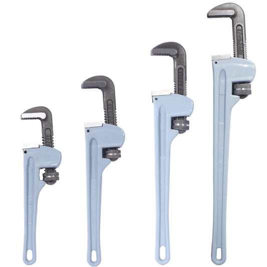 4PCS Aluminium Pipe Wrench Adjustable Jaw Plumbing Pipe Wrench (10" 14" 18" 24" inch) Pipe Wrench Set