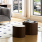 MDF nested table set 2 pieces, handcrafted round coffee table in living/lounge area, walnut color Livingsource