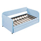 Upholstered Daybed Sofa Bed Twin Size With Trundle Bed and Wood Slat, Light Blue - SolidRoot Buy Furniture USA