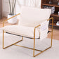 2 Chairs in 1 Box, Upholstered Hanging Armchair with Arm PocketsMetal frame, gold-plated craftsmanship, crushed foam cushions and skin-friendly woven fabric for living room and bedroom. Beige Livingsource