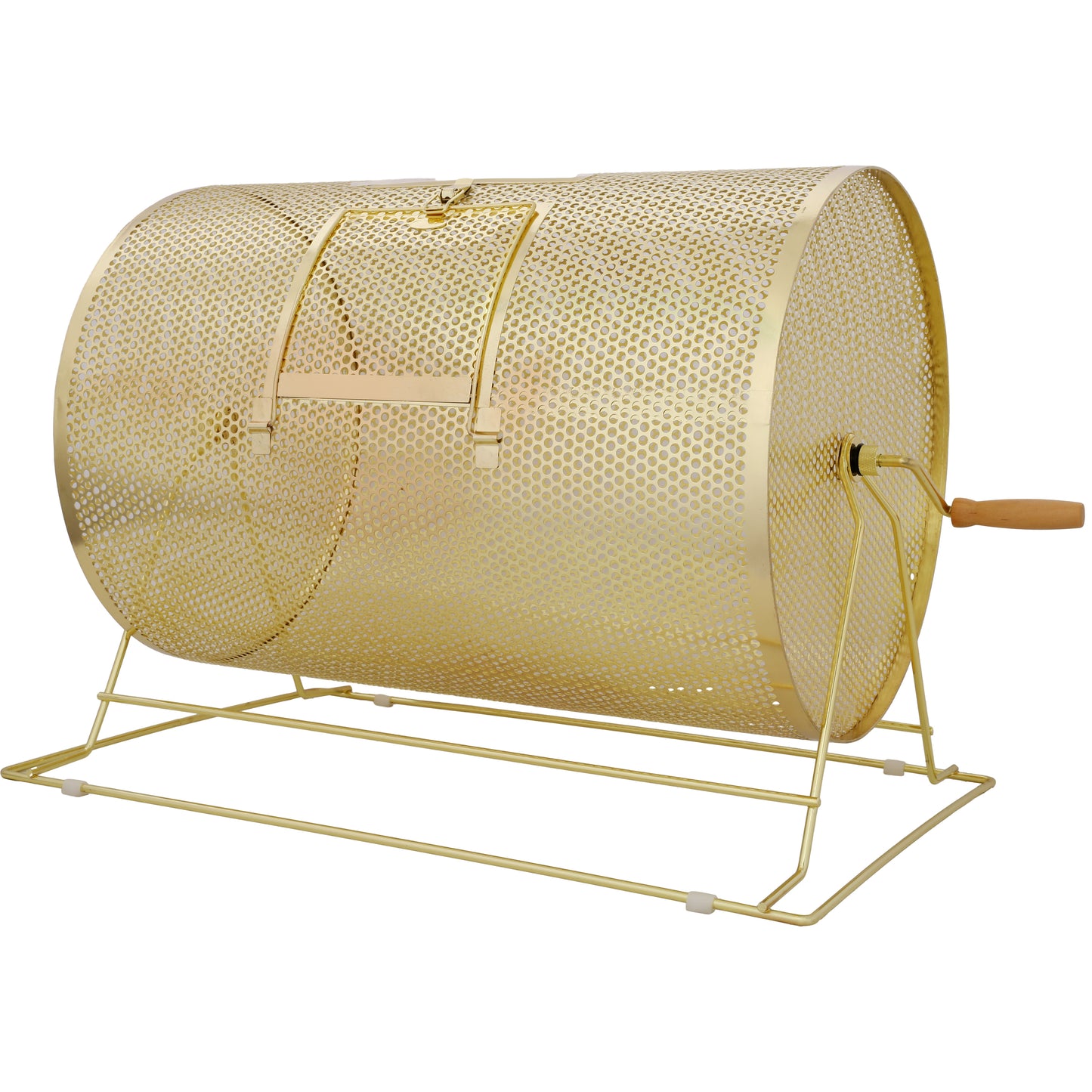 Raffle Drum,Holds 10000 Tickets or 300 Ping Pong Balls, Metal Lottery Spinning Drawing with Wooden Turning Handle, 14.8 x Ø21.26 inch Brass Plated Raffle Ticket Spinning Cage, for Bingo Ballot