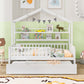 Wooden Twin Size House Bed with Trundle,Kids Bed with Shelf, White - SolidRoot Buy Furniture USA