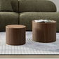 MDF nested table set 2 pieces, handcrafted round coffee table in living/lounge area, walnut color Livingsource