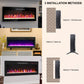 36 inch recessed ultra thin tempered glass front wall mounted electric fireplace with remote and multi color flame & emberbed, LED light heater Livingsource