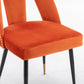 A&A Furniture,Akoya Collection Modern | Contemporary Velvet Upholstered Dining Chair with Nailheads and Gold Tipped Black Metal Legs, Orange，Set of 2 Livingsource