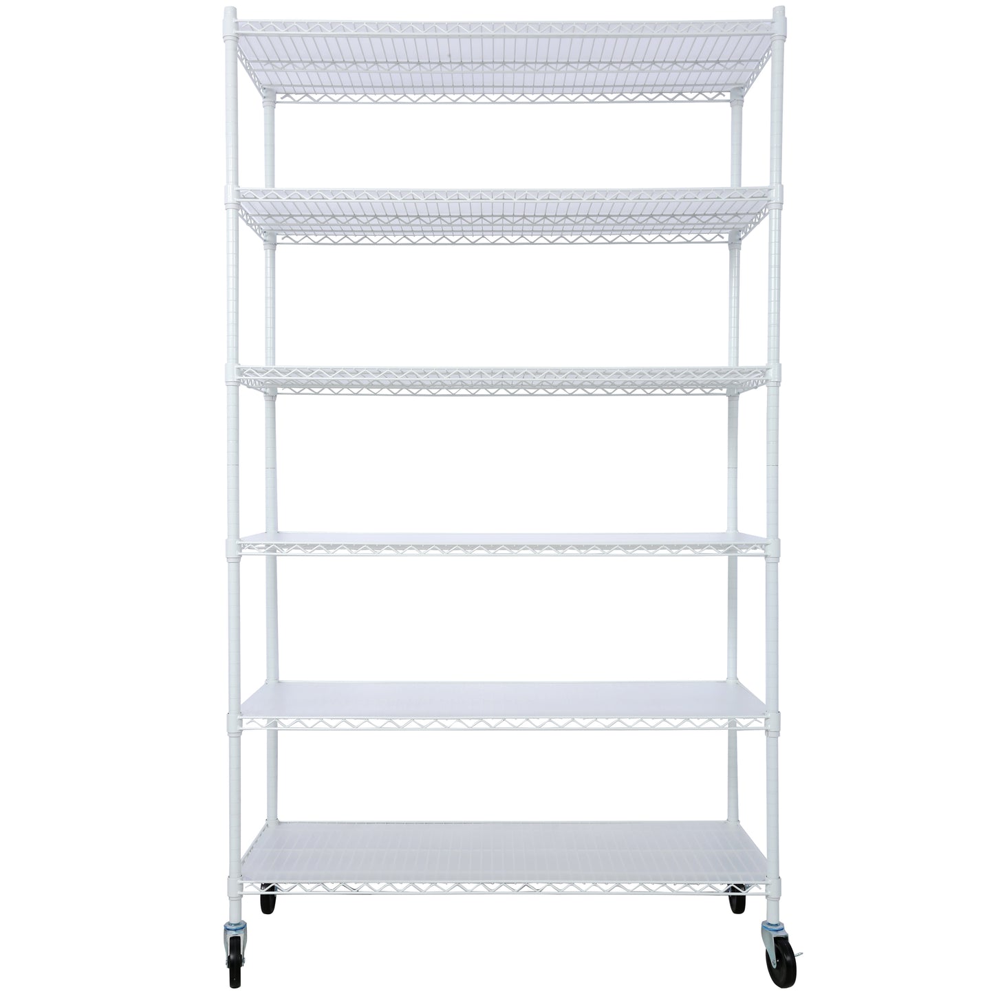 6-Tier Heavy Duty Wire Shelving Unit with Wheels (6000 lbs Capacity), NSF Certified Commercial Steel Storage Rack with Shelf Liners, Adjustable Utility Organizer, White - 48'L x 20'D x 84'H SolidRoot Buy Furniture USA