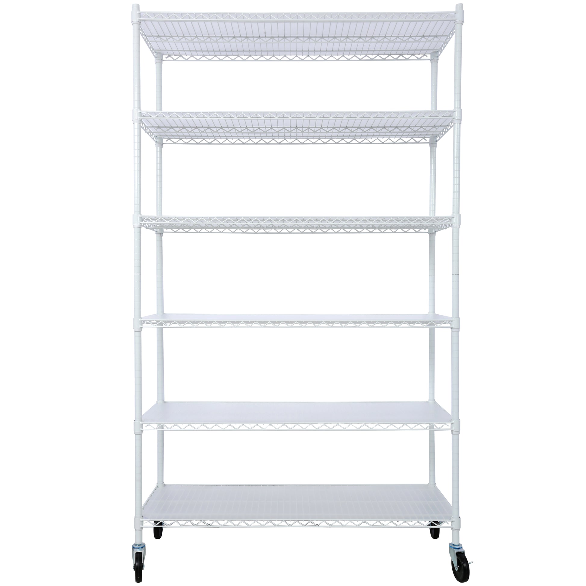 6-Tier Heavy Duty Wire Shelving Unit with Wheels (6000 lbs Capacity), NSF Certified Commercial Steel Storage Rack with Shelf Liners, Adjustable Utility Organizer, White - 48'L x 20'D x 84'H SolidRoot Buy Furniture USA
