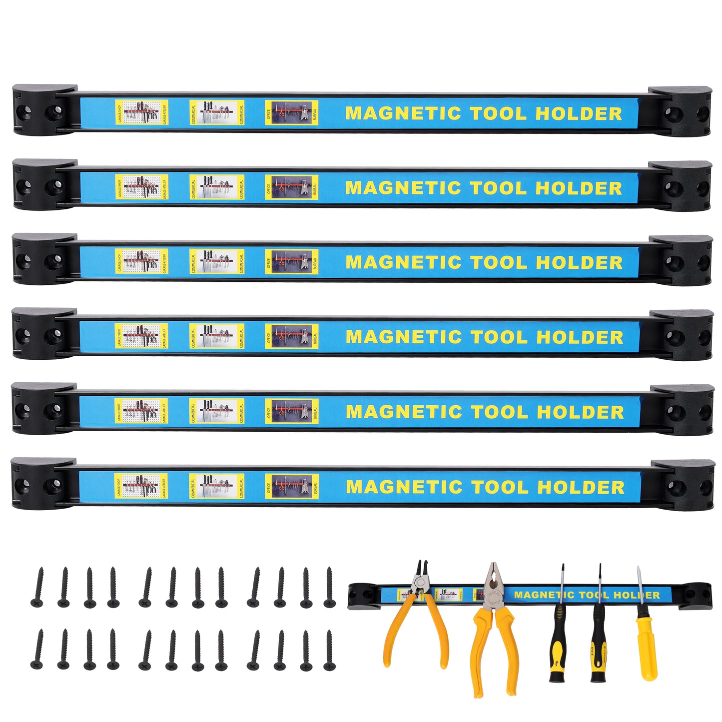 6PACK 18inch Heavy Duty Magnet Tool Bar,Magnetic Tool Holder,Magnetic Tool Holder Strip,for Workshop Garage,Mounting Screws Included SolidRoot Buy Furniture USA