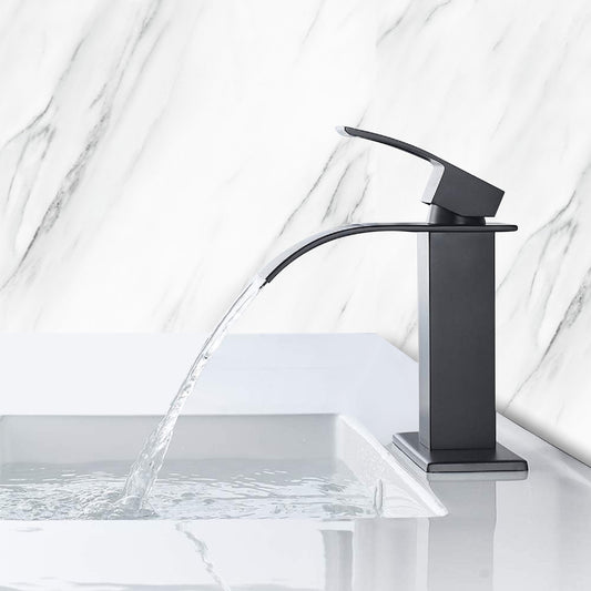 Waterfall Spout Bathroom Faucet,Single Handle Bathroom Vanity Sink Faucet - SolidRoot Buy Furniture USA