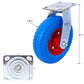 4PCS 8IN CASTER FLAT FREE(2PCS SWIVEL+2PCS RIGID), Caster Wheel, Swivel Plate, Steel Hub with Ball Bearings, 5/8-Inch Bore Centered Axle -Blue Livingsource
