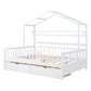 Wooden Full Size House Bed with 2 Drawers,Kids Bed with Storage Shelf, White - SolidRoot Buy Furniture USA