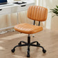 SWEETCRISPY PU Leather Low Back Task Chair Small Home Office Chair with Wheels - SolidRoot Buy Furniture USA