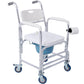4 in 1 Bedside Commode Chair, Transport Shower Wheelchair Toilet Rolling Transport Chair with 4 Brakes Casters,Tissue Holder,Crutch Holder for Elderly Injured and Disabled Livingsource