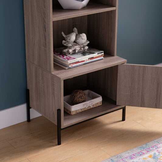 Bakers Rack, Kitchen Display Storage Cabinet Dark Taupe Livingsource