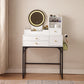 Vanity Desk with Lighted Mirror & Power Outlet, Makeup Vanity Desk with Drawers and Cabinet, Sturdy Iron Bracket, Make up Vanity Table for Bedroom, White Livingsource